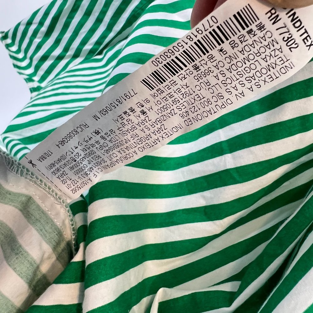 Zara Basic Collection Medium Oversized Green Whit… - image 7